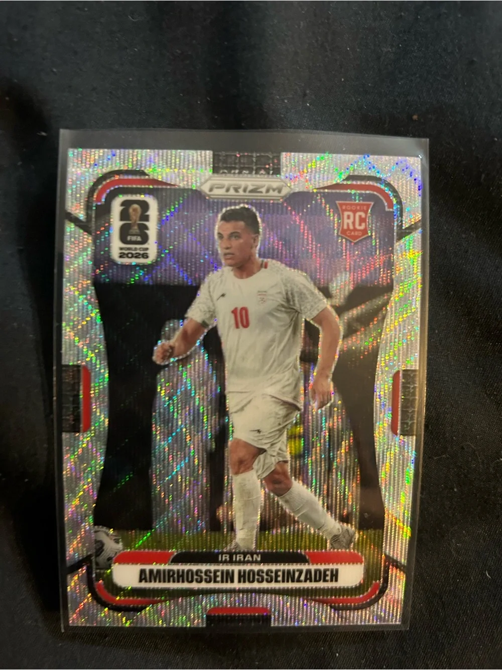 Panini Prizm Soccer Trading Card - White, Red, Silver Holographic